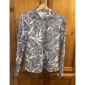 San Soleil Women's M Long Sleeve Shirt Top UPF 50 Golf Beach Tennis Shirt Print